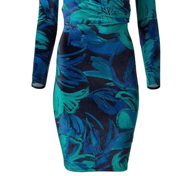 NEW SOLD OUT VENUS Floral Print long sleeve Velvet Dress XS - Picture 6 of 7